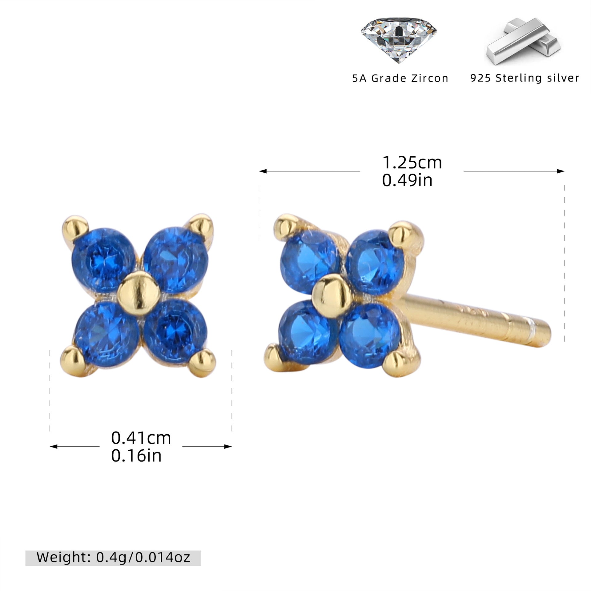 Damen Ohrstecker mit funkelnden 5A Zirkonen in klassischem Blumen-Design Shop Nory