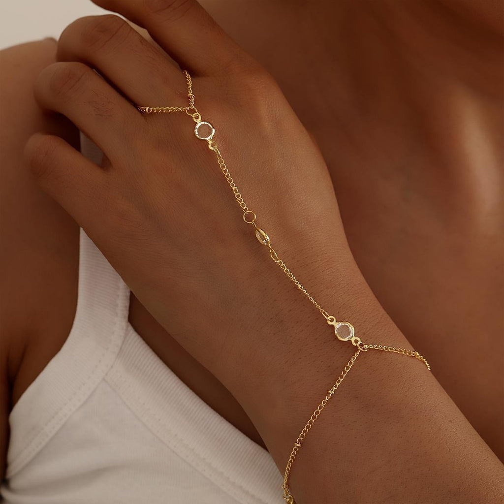 Damen Handkette aus elegantem Metall mit funkelnden Zirkonia Shop Nory