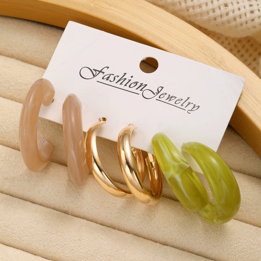 Damen Ohrringe Set mit eleganten marmorierten und goldfarbenen Akzenten Shop Nory