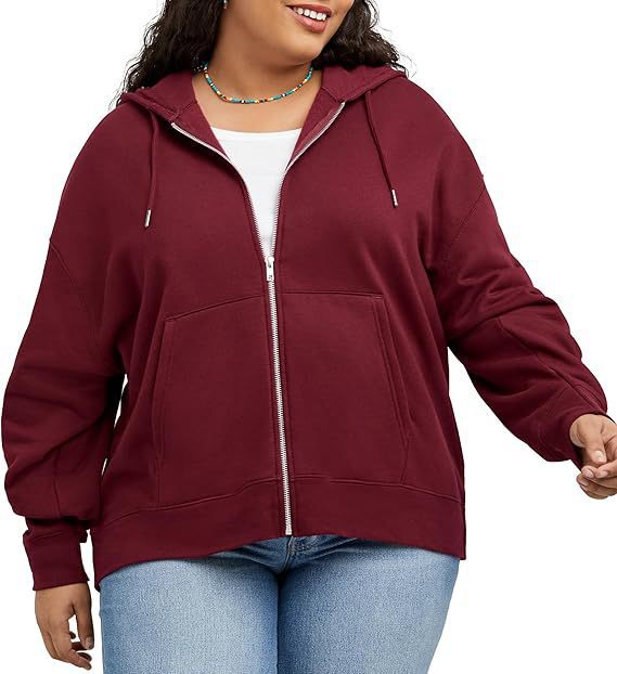 Damen nan Kapuzenjacke mit durchgehendem Reißverschluss, Kängurutasche und entspannter Passform Shop Nory