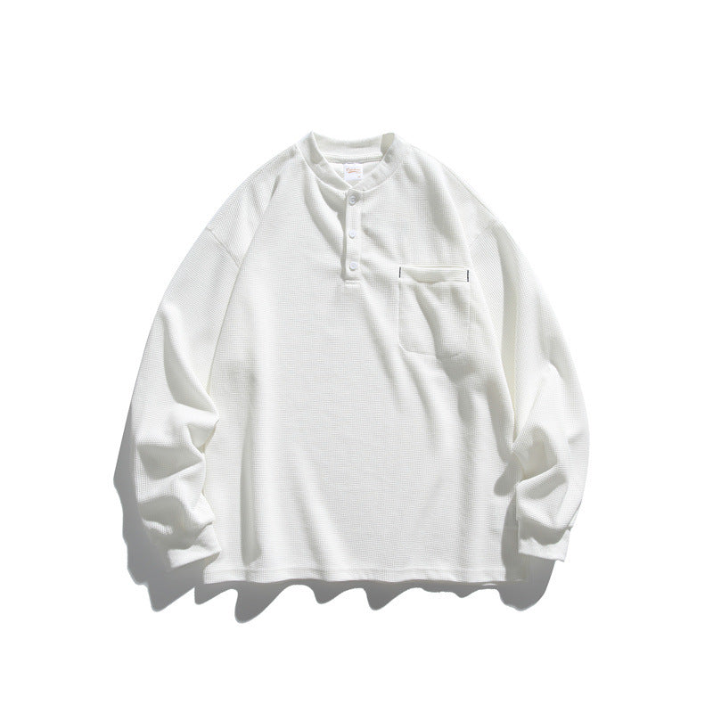 Unisex Oversize Waffel-Henley mit Raglanärmeln und Brusttasche Shop Nory