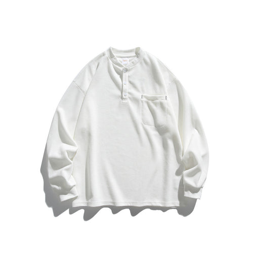 Unisex Oversize Waffel-Henley mit Raglanärmeln und Brusttasche Shop Nory