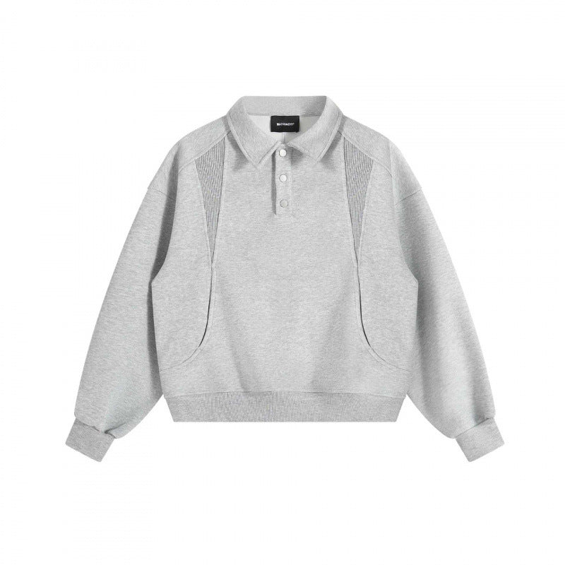 Unisex Boxy-Polo-Sweatshirt mit Henley-Knopfleiste, Raglanärmeln und Eingrifftaschen Shop Nory