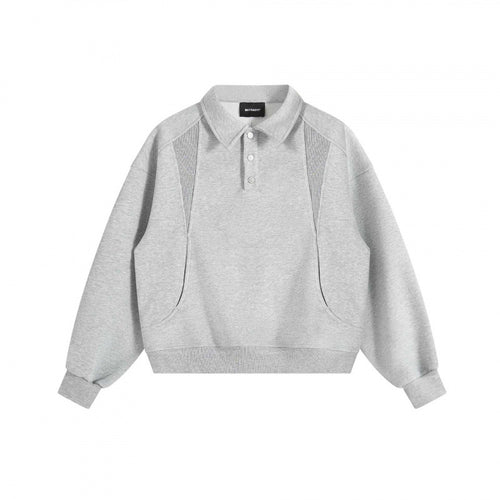Unisex Boxy-Polo-Sweatshirt mit Henley-Knopfleiste, Raglanärmeln und Eingrifftaschen Shop Nory