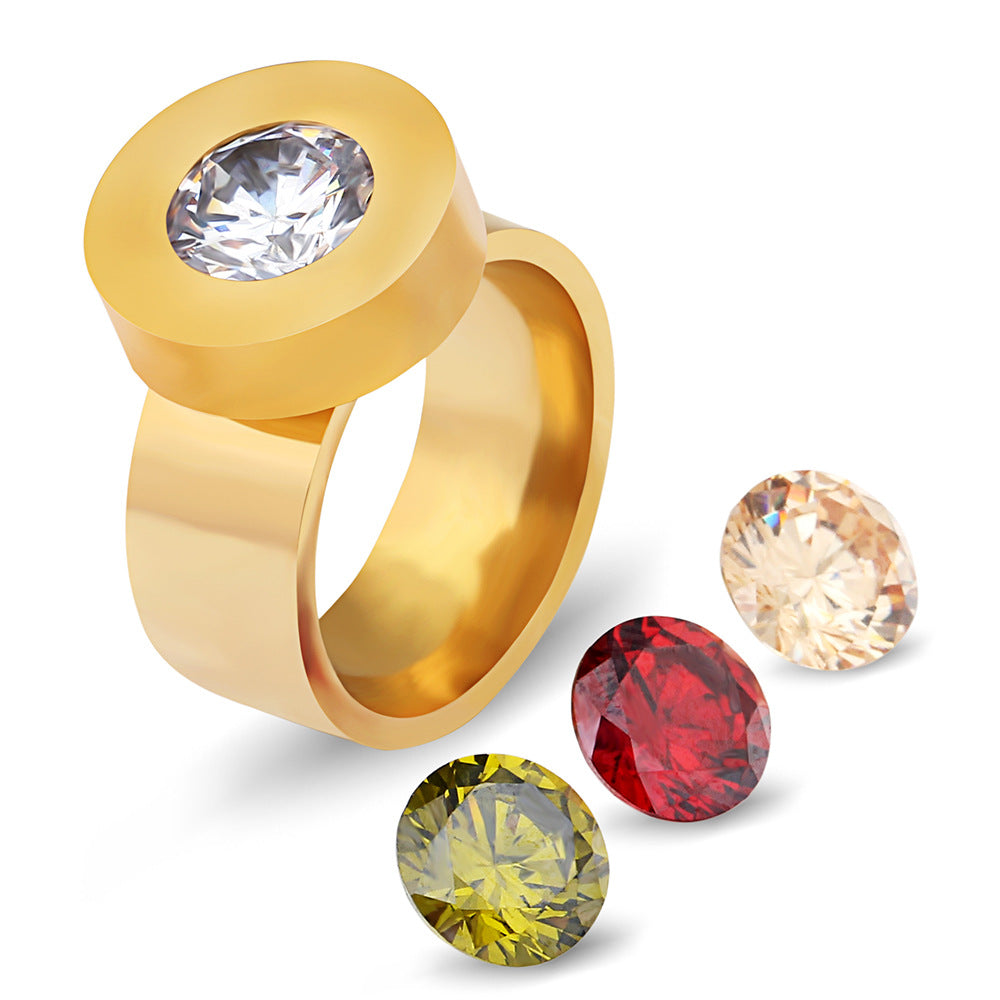Damen Ring mit drehbarem Kristalleinsatz und modernem Design Shop Nory