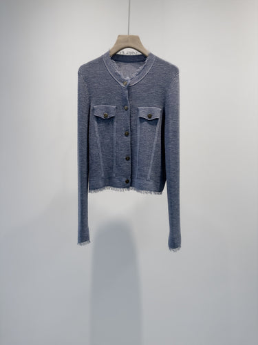 Damen strukturierter langärmeliger Knopf-Cardigan Shop Nory