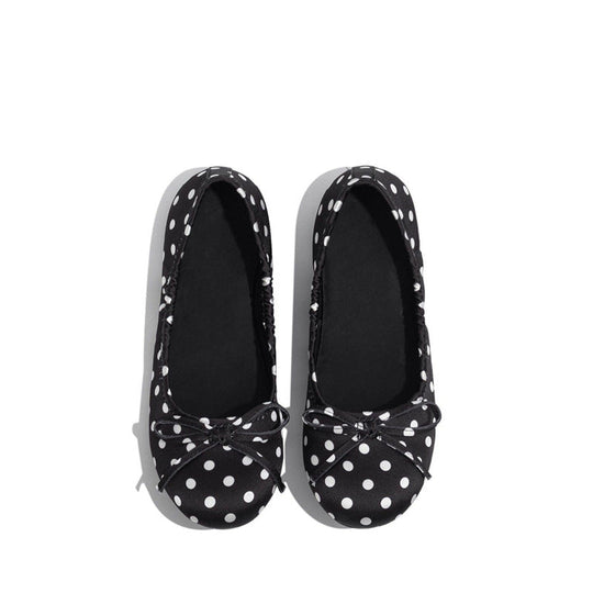 Damen Ballerinas mit punktiertem Design und zierlicher Schleifenapplikation