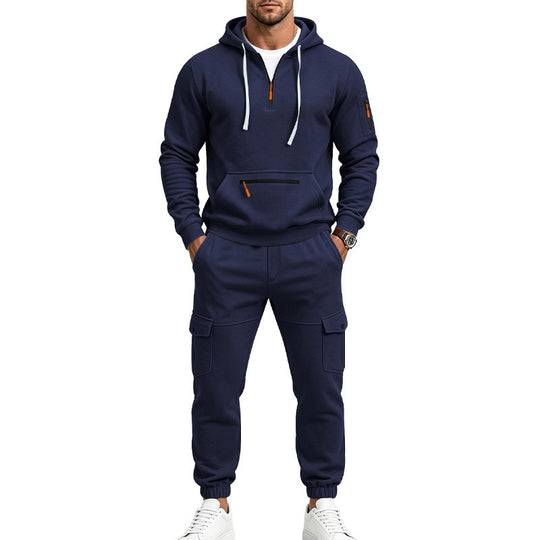 Herren Cargo-Jogging-Set mit Kapuze, halbem Reißverschluss und Mehrfachtaschen Shop Nory