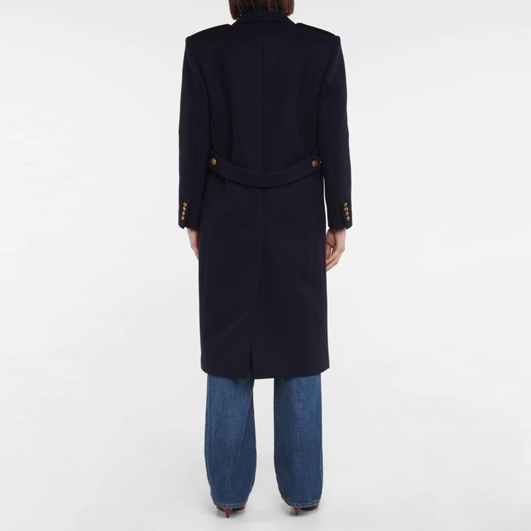 Damen Doppelreihiger Wollmix-Longcoat mit Epauletten und strukturierter Tailoring-Silhouette Shop Nory