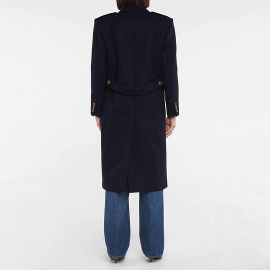 Damen Doppelreihiger Wollmix-Longcoat mit Epauletten und strukturierter Tailoring-Silhouette Shop Nory