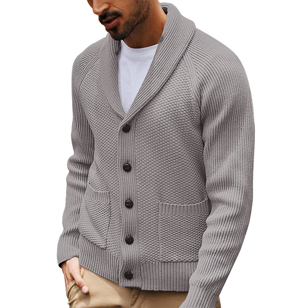 Herren Strickjacke mit Schalkragen und Taschen