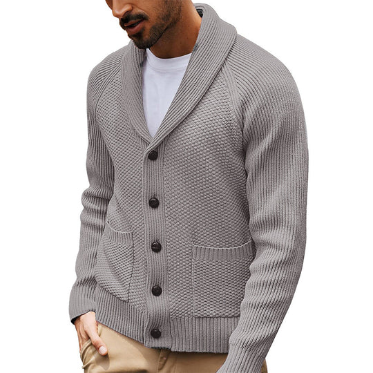 Herren Strickjacke mit Schalkragen und Taschen