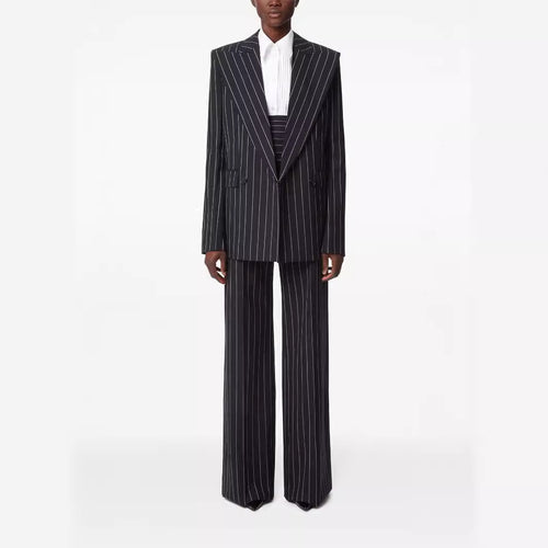 Damen Oversize Nadelstreifen Zweiteiliger Tailoring-Anzug mit weitem High‑Waist‑Hosenbein Shop Nory