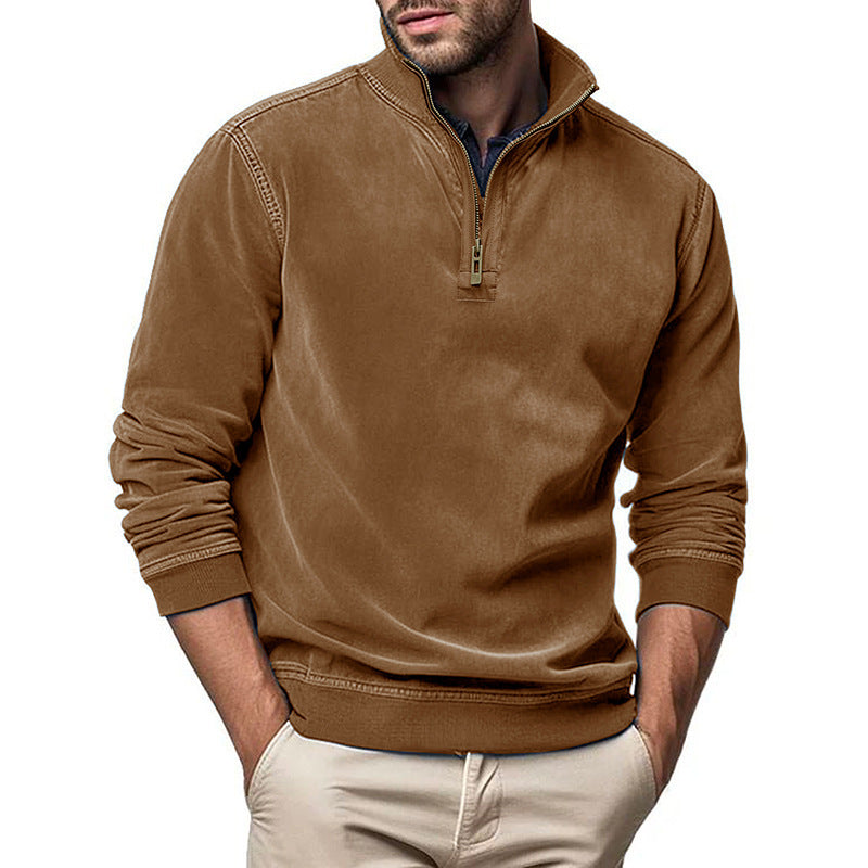 Herren Halbzip Sweatshirt mit Stehkragen und Rippbündchen Shop Nory