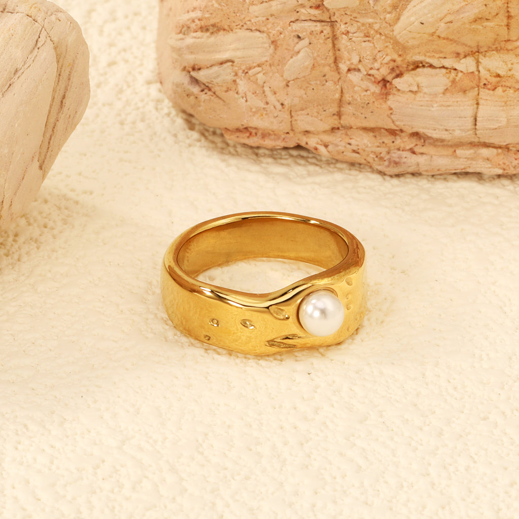 Damen Ring mit eleganter Perlenapplikation und einzigartigem Design Shop Nory