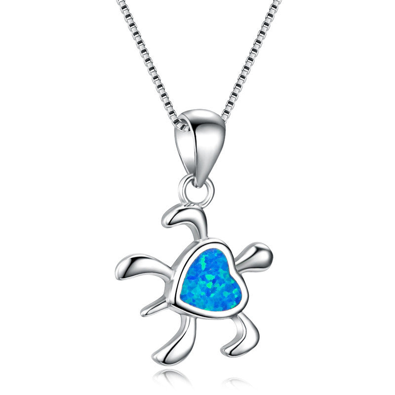 Damen Schmuckanhänger in Schildkrötenform mit herzförmigem Opal-Shop Nory