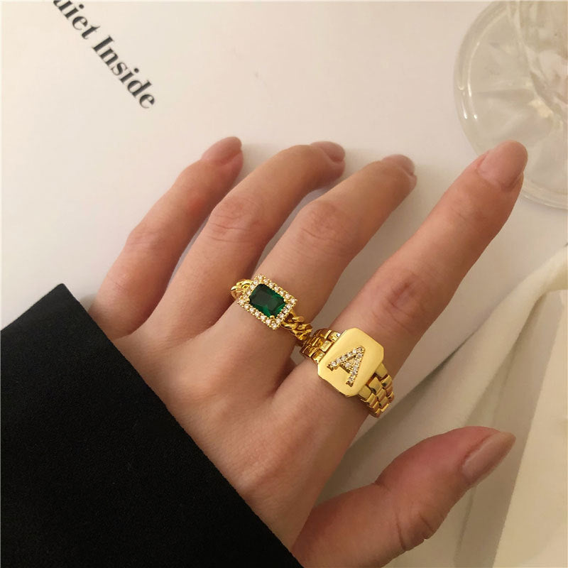 Damen Moderner Ring mit exquisitem Smaragd-Design und glitzerndem Edelsteingefasst Shop Nory
