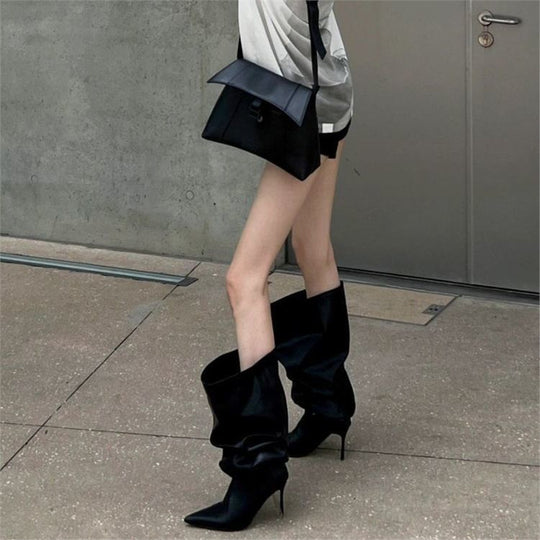 Damen Slouchy Overknee-Stiefel mit spitzer Zehenlinie und schlankem Stiletto-Absatz Shop Nory