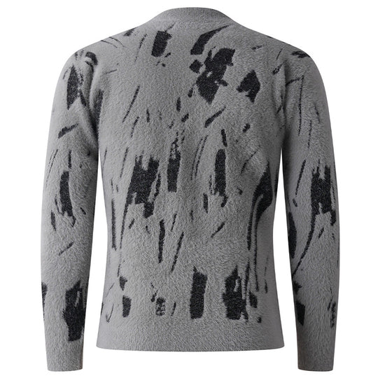 Herren Strukturierter Mockneck-Pullover mit abstraktem Brush-Pattern Shop Nory