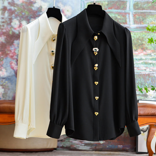 Damen Elegante und raffinierte Bluse mit Schmuckknöpfen Shop Nory