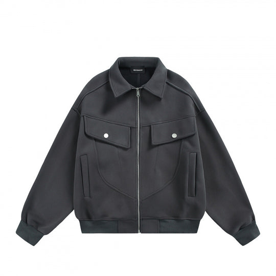 Unisex Zip-Sweatjacke mit aufgesetzten Brustklappen und geripptem Saum Shop Nory
