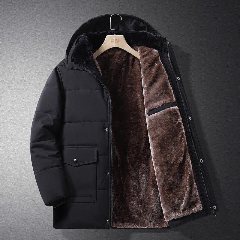 Herren Kurzparka mit gesteppter Thermofütterung, Kapuzenansatz und Multifunktionsklappentaschen Shop Nory