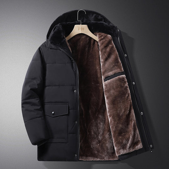 Herren Kurzparka mit gesteppter Thermofütterung, Kapuzenansatz und Multifunktionsklappentaschen Shop Nory