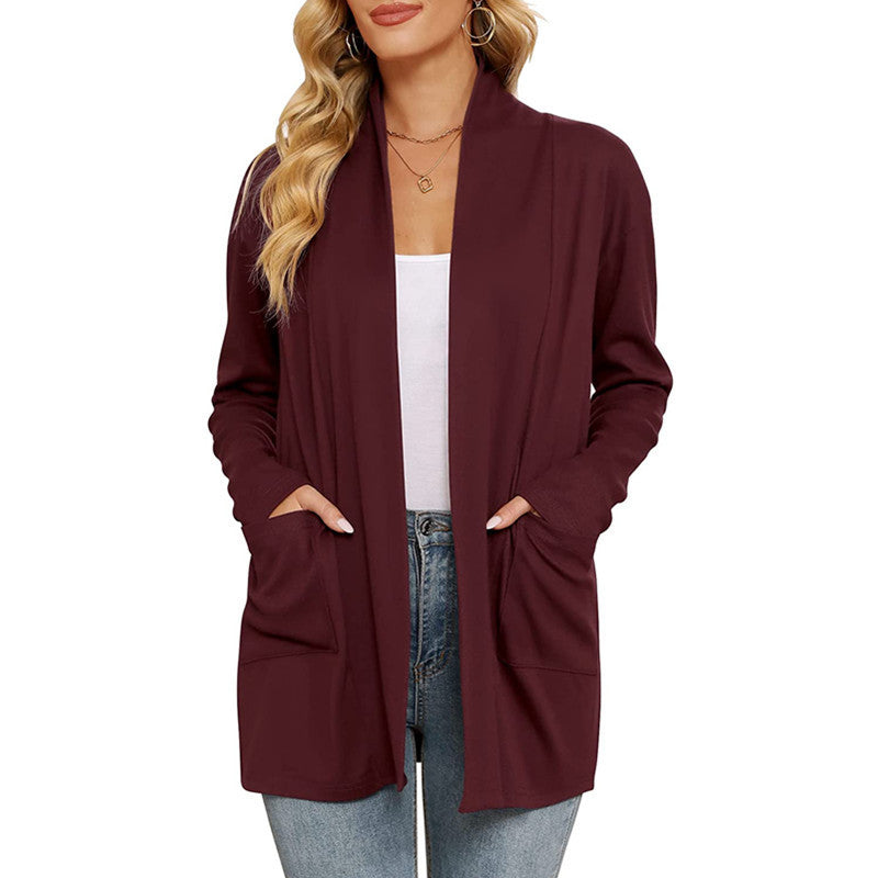 Damen lässiger Longcardigan mit Taschen