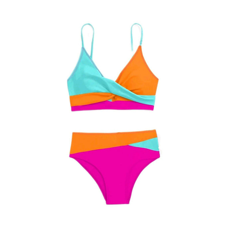 Damen Hoch tailliertes Bikini-Set mit modischem Wickeloberteil