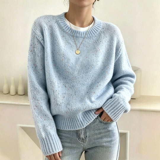 Damen Oversize Pullover in Mohair-Optik mit Rundhalsausschnitt und Konfetti‑Struktur Shop Nory