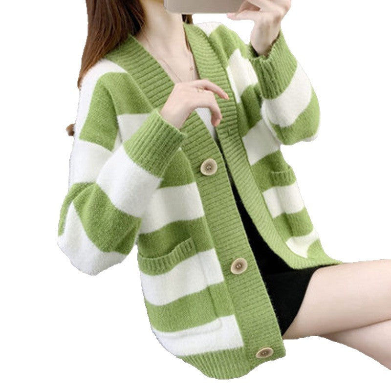 Damen Strickcardigan mit Taschen und Knopf Shop Nory
