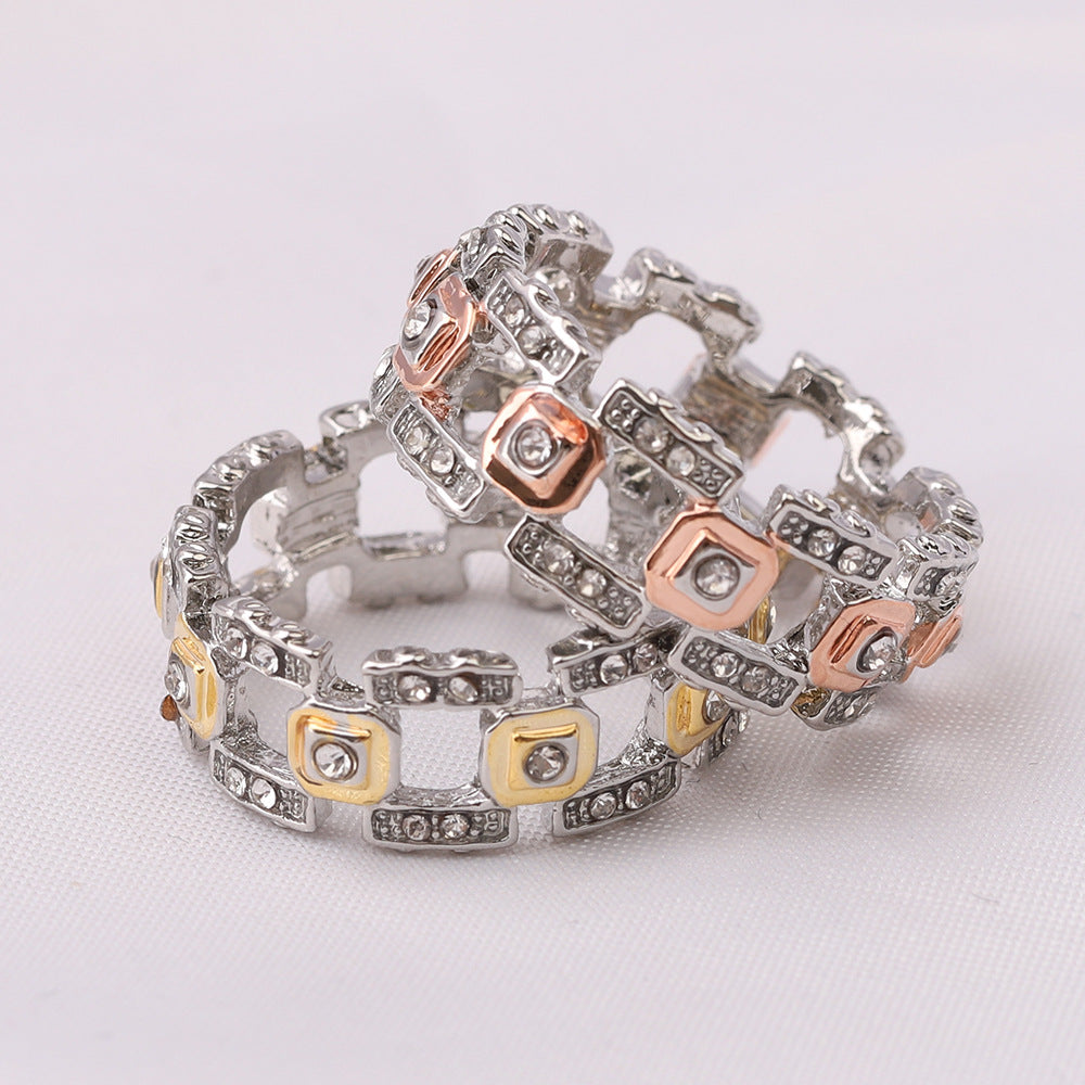 Damen Ring im modernen, geometrischen Design mit funkelnden Zirkonia Shop Nory