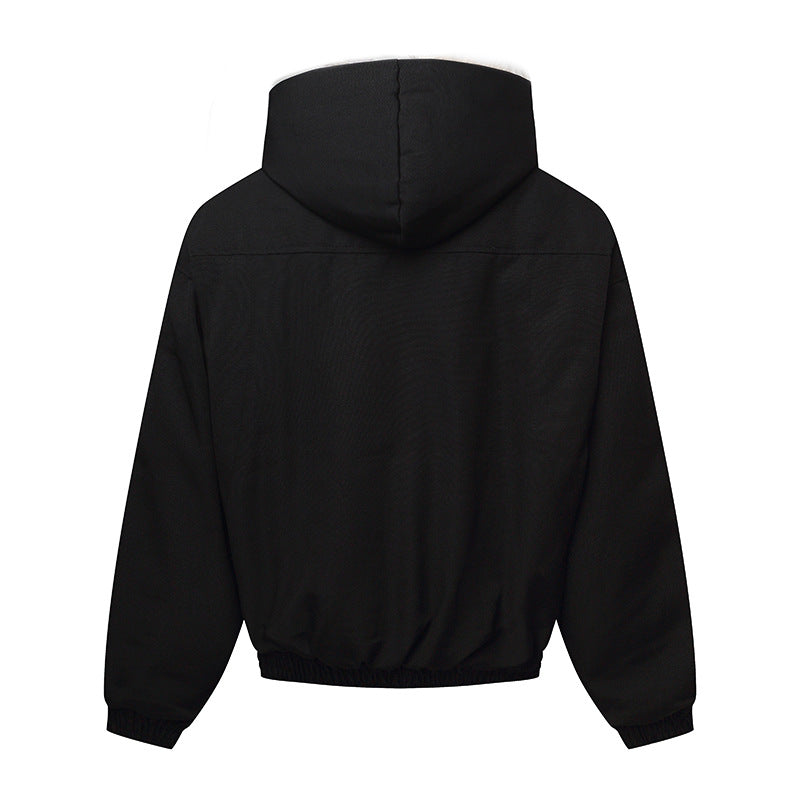 Unisex Kapuzenblouson mit wärmendem Teddyfutter, elastischem Saum und verdeckter Knopfleiste Shop Nory