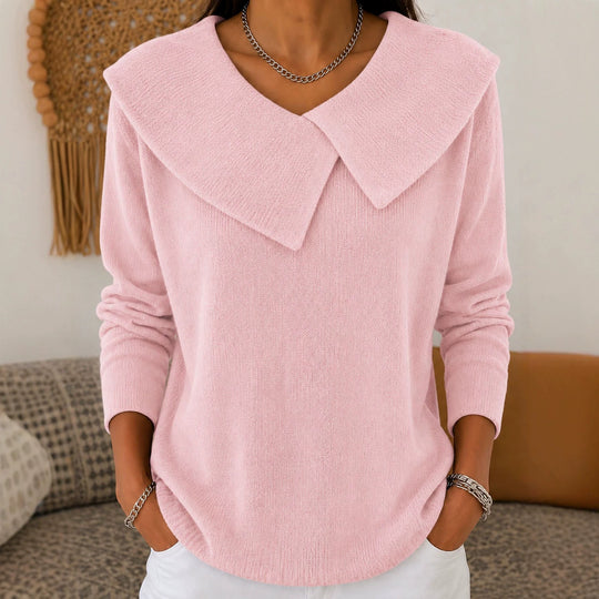 Damen Grobgestrickter Strickpullover mit übergroßem Matrosenkragen Shop Nory