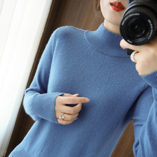 Damen Mockneck-Pullover aus flauschigem Angora-Mix mit legerer Ballonärmel-Silhouette Shop Nory