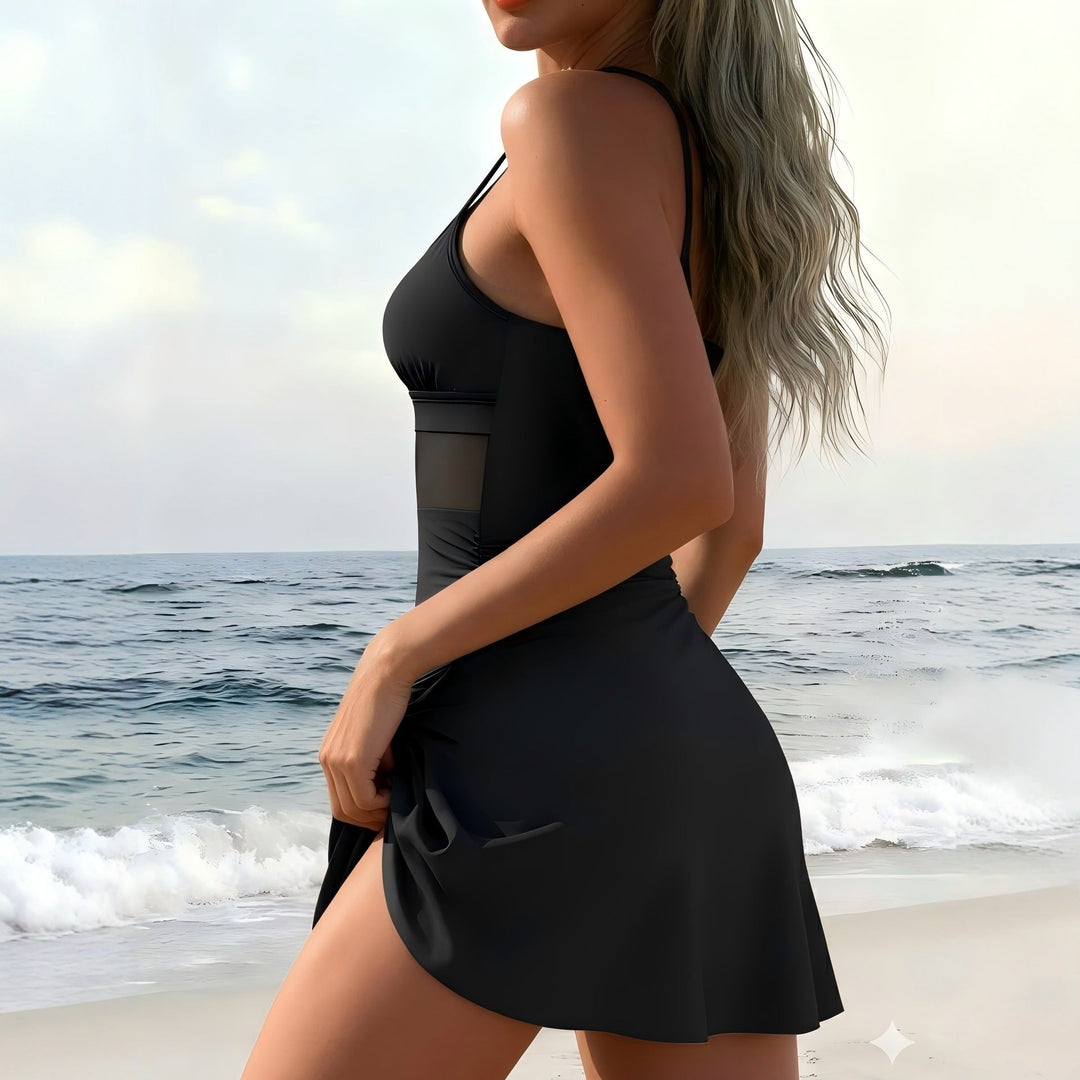 Damen Sportlicher Badeanzug mit modischem Wickelrock