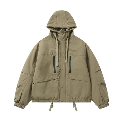 Herren Technischer Kapuzenparka mit wasserabweisenden Reißverschlüssen, Kängurutaschen und Tunnelzug Shop Nory