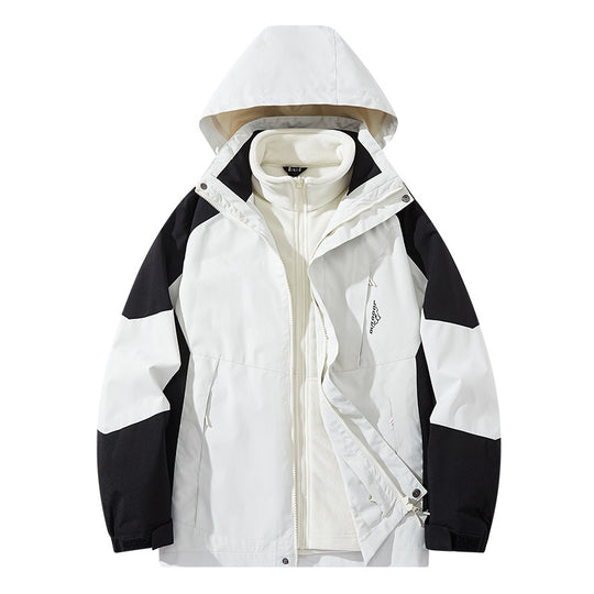 Herren Wasserabweisende zweilagige Trekkingjacke mit abnehmbarer Fleece-Innenjacke und Kapuze Shop Nory
