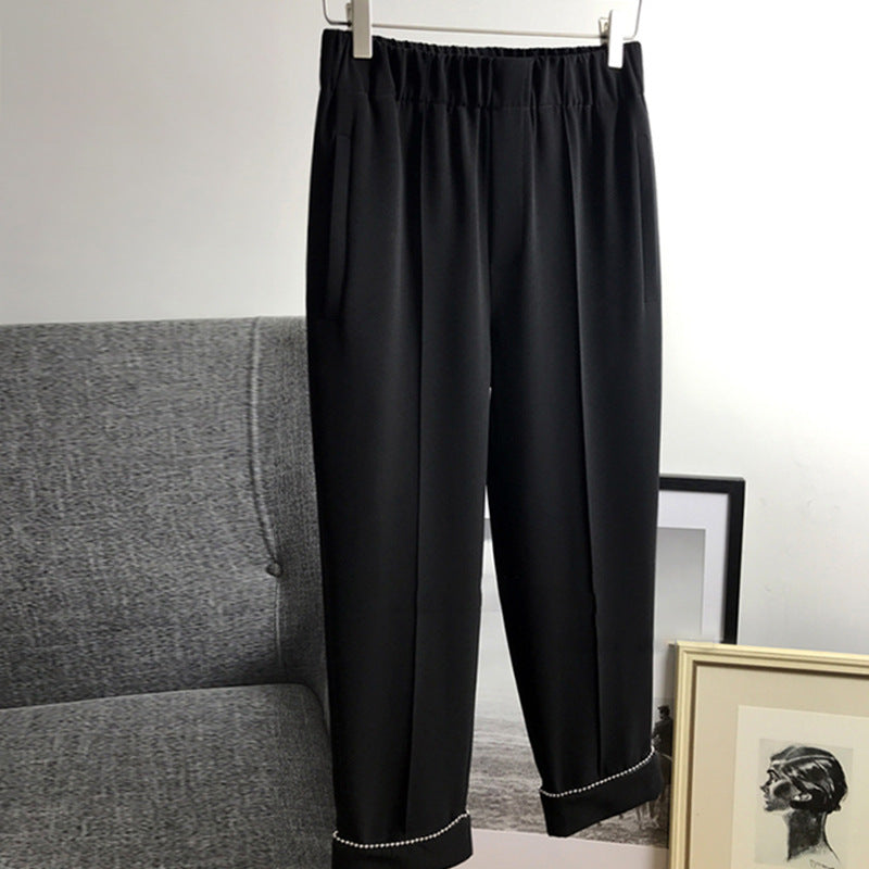 Damen Elegante Chino-Hose mit dekorativen Perlendetails Shop Nory