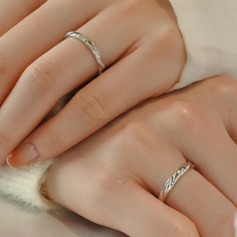 Damen Ring-Set mit kunstvollem Zopfdesign und funkelnden Zirkonia Shop Nory