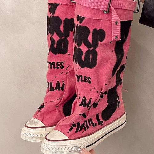 Damen Lässige Canvas-Plateau-Sneaker mit geschlitztem Schaft und Schnallenriemen Shop Nory