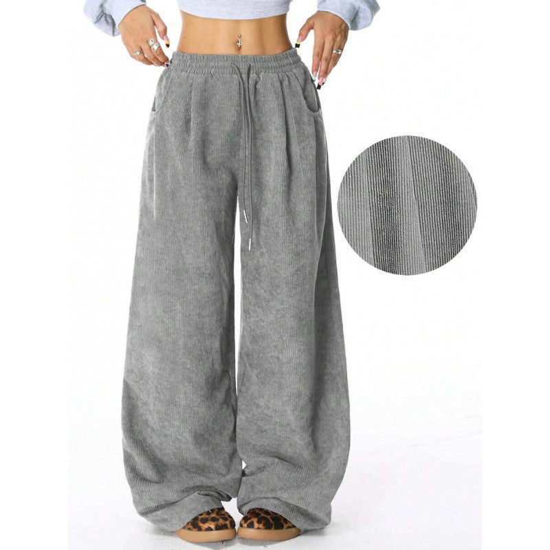 Damen Weite-Hosen Hohe Taille Corduroy Lounge Pants Shop Nory