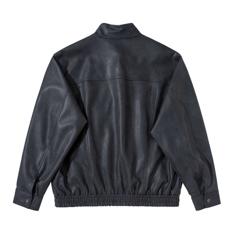 Herren Kurzblouson aus Veloursleder‑Optik mit Stehkragen, Raglanärmeln und elastischem Saum Shop Nory