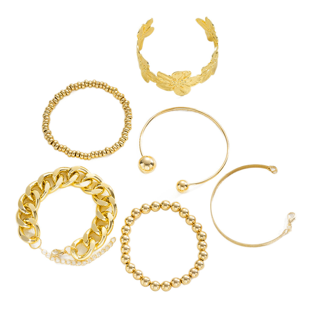 Damen Armreifen-Set mit kunstvollen blumenverzierten Designs Shop Nory
