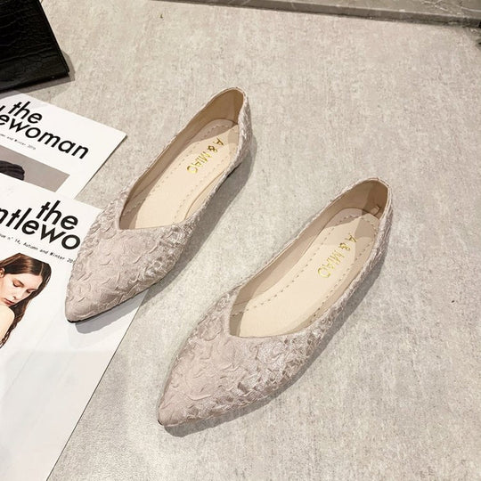 Damen Ballerinas mit spitz zulaufendem Design und strukturiertem Obermaterial