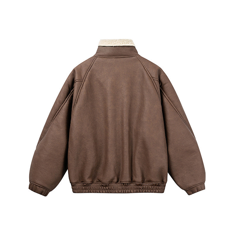Herren Kurz geschnittener Velours‑Blouson mit Sherpa‑Kragen und Utility‑Pattentaschen Shop Nory