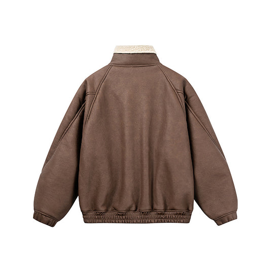 Herren Kurz geschnittener Velours‑Blouson mit Sherpa‑Kragen und Utility‑Pattentaschen Shop Nory