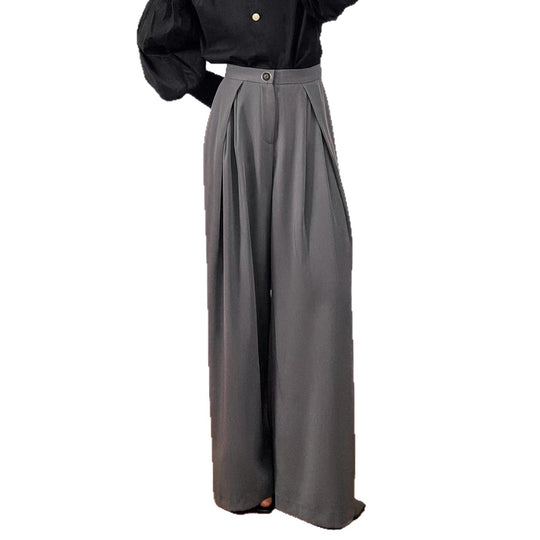 Damen Weite High-Waist Plissee-Hose mit Bundfalten, Gürtelschlaufen und Eingrifftaschen Shop Nory