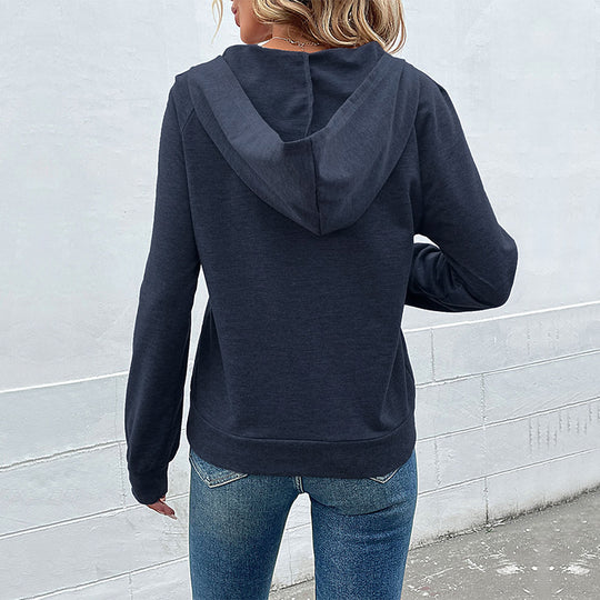 Damen Kapuzenpullover mit asymmetrischer Knopfleiste und Raglanärmeln Shop Nory