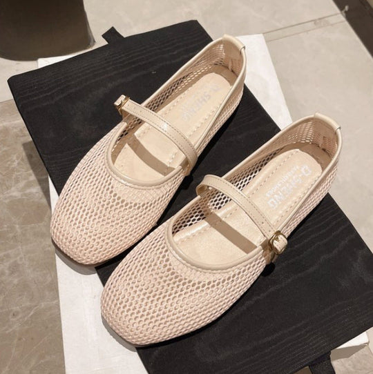 Damen atmungsaktive Ballerinas mit verstellbarem Riemen